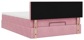 Estrutura de cama otomana com colchão 140x200 cm veludo rosa