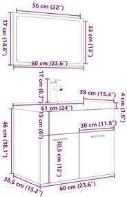 3 pcs conj. móveis casa banho derivados madeira cinza cimento