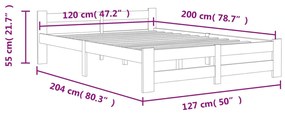 Estrutura de cama 120x200 cm madeira pinho maciço castanho mel