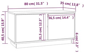 Móvel de TV 80x35x40,5 cm madeira de pinho maciça cinzento