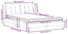 Cama com colchão 140x200 cm couro artificial cinzento