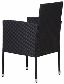 Cadeiras de jardim c/ almofadões branco nata 4pcs vime PE preto