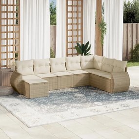 vidaXL 8 pcs conjunto de sofás p/ jardim com almofadões vime PE bege