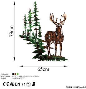 Acessório Decorativo de Parede em Metal Deer – Multicolor – 65 x 79 cm