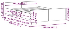 Estrutura de Cama Moona - 135x190 cm - Madeira Rustica - Design Modern