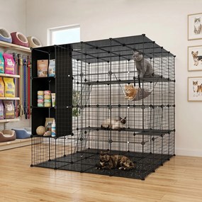Jaula para Gatos, 144 x 144 x 142 cm, Design Modular, Preto