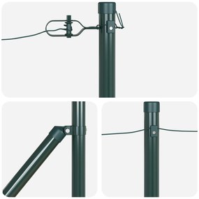 Postes de Cerca vidaXL com Ponta 52 pcs Ø32 mm 120 cm Aço Galvanizado