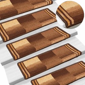 Tapetes de escadas adesivos 5 pcs 65x21x4 cm castanho