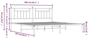 Estrutura de cama com cabeceira 200x200 cm metal preto