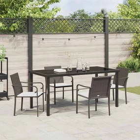 Conjunto de Jantar de Jardim com 5 Peças e Almofadas - Rattan Marrom