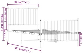 Estrutura de cama com cabeceira e pés 90x200 cm metal branco