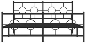 Estrutura de cama com cabeceira e pés 150x200 cm metal preto