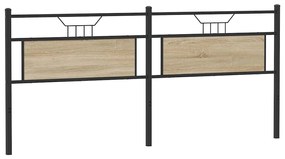 Cabeceira de cama 193 cm derivados madeira/aço carvalho sonoma