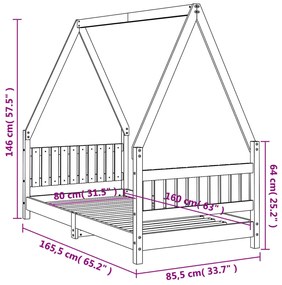 Estrutura de cama infantil 80x160 cm pinho maciço branco