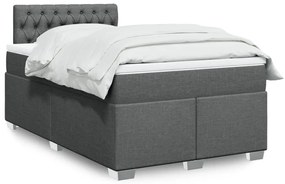 vidaXL Cama com molas/colchão 120x200 cm tecido cinzento-escuro