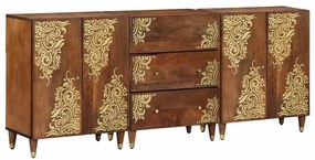 vidaXL Conjunto de Armários para Banheiro 3 pcs Marrom Mel e Ouro