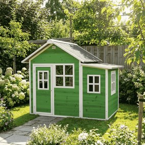 Casa de brincar infantil exterior para crianças Loft 150 em madeira - Verde