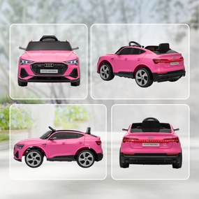 Carro Elétrico Audi E-Tron 12V com Faróis Buzina Música MP3 TF USB e Abertura da Porta 3-8km/h 108x60x47 cm Rosa