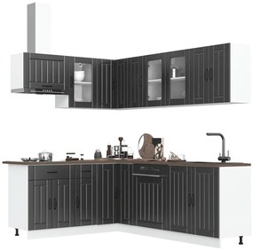 vidaXL 11 peças armário de cozinha conjunto Lucca preto