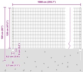 Cerca Euro com 5 Postes U Verde 1,2x10 m Aço