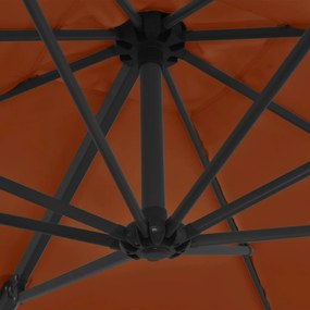Guarda-sol jardim cantilever c/ poste aço 250x250 cm terracotta