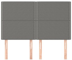 Cabeceira de cama 4 pcs tecido 72x5x78/88 cm cinzento-escuro