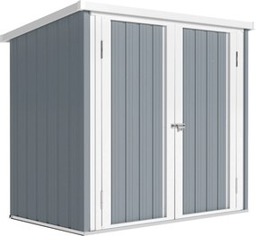 Outsunny Abrigo de Jardim abrigo de jardim 1,09 m² 2 portas trancáveis 147 x 86 x 134 cm chapa de aço Cinza claro Branco | Aosom Portugal