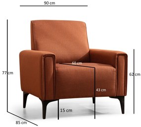 Sofá de 1 Lugar Horizon – Vermelho Telha – 90x85x77 cm