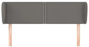 Cabeceira de cama c/ abas couro artificial 147x23x78/88cm cinza
