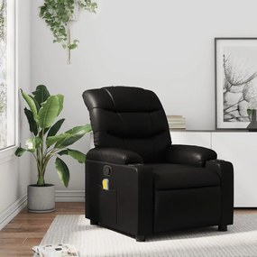 Poltrona de massagens reclinável couro artificial preto
