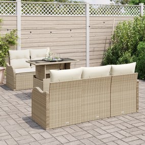 Conjunto de Sofá de Jardim vidaXL de 6 Peças com Almofadas em Rattan B