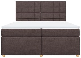 Cama com molas/colchão 200x200 cm tecido castanho-escuro