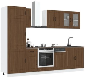 8 peças armário de cozinha conjunto Kalmar carvalho castanho