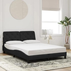 Estrutura de cama sem colchão 140x190 cm veludo preto