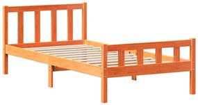 Cama sem colchão 75x190 cm madeira de pinho maciça castanho-mel