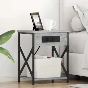 vidaXL Armário de Cabeceira com gaveta Sonoma cinzento 41 x 31 x 51 cm