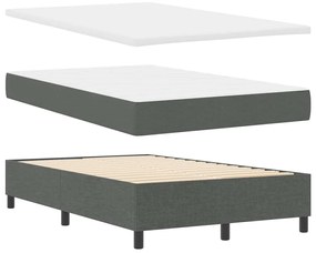 Cama Box Spring com Colchão &amp; Banco Cinza Escuro 120x200 cm Tecido