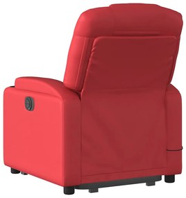 Poltrona reclinável elevatória elétrica couro artif. vermelho