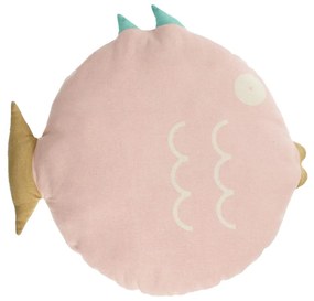 Kave Home - Almofada em forma de peixe Delmare 100% algodão rosa Ø 45 cm