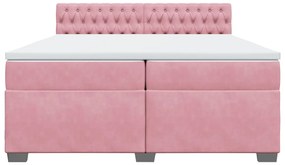 Cama com molas/colchão 200x200 cm veludo rosa