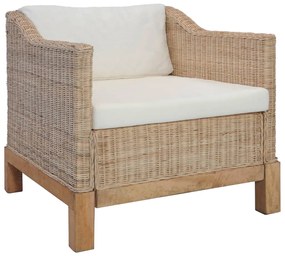 2 pcs conjunto de sofás com almofadões vime natural