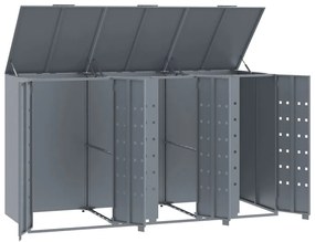 Abrigo para 3 caixotes do lixo 207x79x117 cm aço cinzento