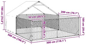 Canil exterior para cães com corredor 5x3x1,9 m aço galvanizado