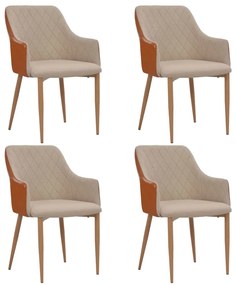 vidaXL Cadeiras de jantar 4 pcs tecido cinzento e castanho