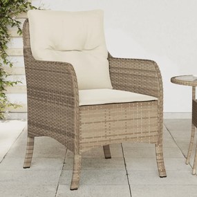vidaXL Cadeiras de jardim com almofadões 2 pcs vime PE bege