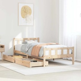 vidaXL Cama sem colchão 75x190 cm madeira de pinho maciça