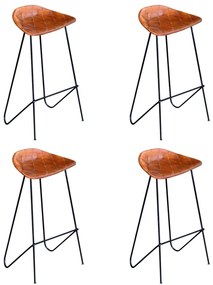 Cadeiras de bar 4 pcs couro genuíno castanho