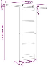 Porta Deslizante vidaXL com Conjunto de Ferragens Branca 73.5x198.5 cm