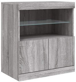 Aparador com luzes LED 142,5x37x67 cm cinzento sonoma