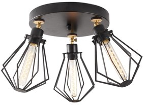 Candeeiro de Teto Oylat – Preto e Dourado – Diâmetro 56 cm